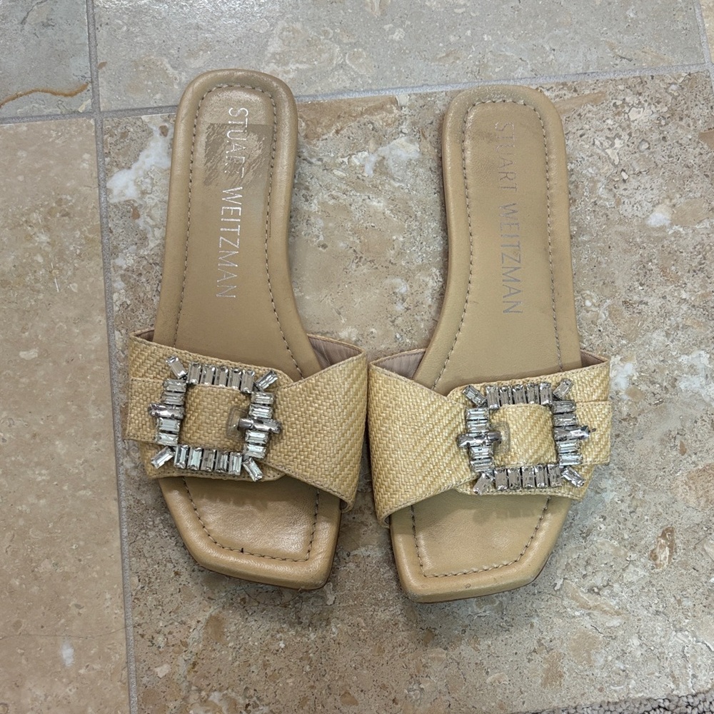 Stuart Weitzman Sandals with Crystal Buckle
